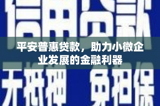 铁锋平安普惠贷款，助力小微企业发展的金融利器